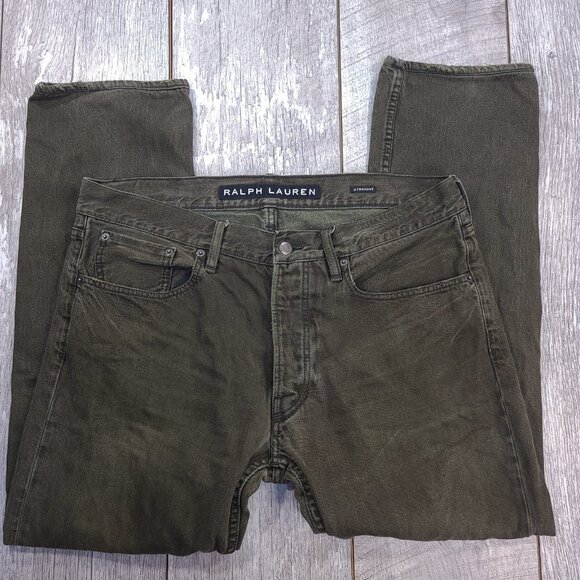 Ralph Lauren Jeans Mens 34x29 Black Label Green Wash Mid Rise Straight Leg Pants - Picture 4 of 8